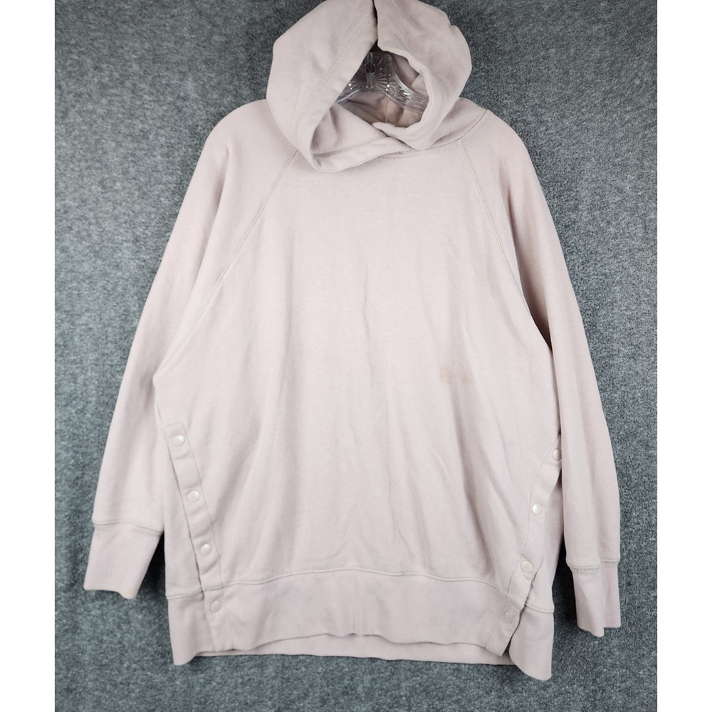 Aerie Hoodie Women Large Mauve Oversized Side Snap Pullover Sweatshirt